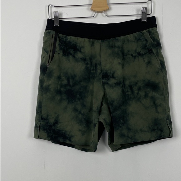 Ten Thousand Interval Athletic Gym Activewear Men's M Green Black Tie-Dye Shorts - Picture 2 of 7